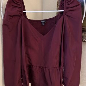 Express Wine Peplum Top